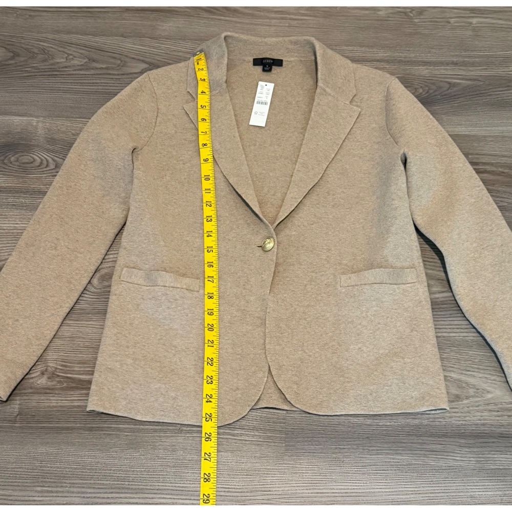 J.Crew Women Sweater Blazer Sand Beige Gold Crest Button Size Small NWT - Picture 5 of 7
